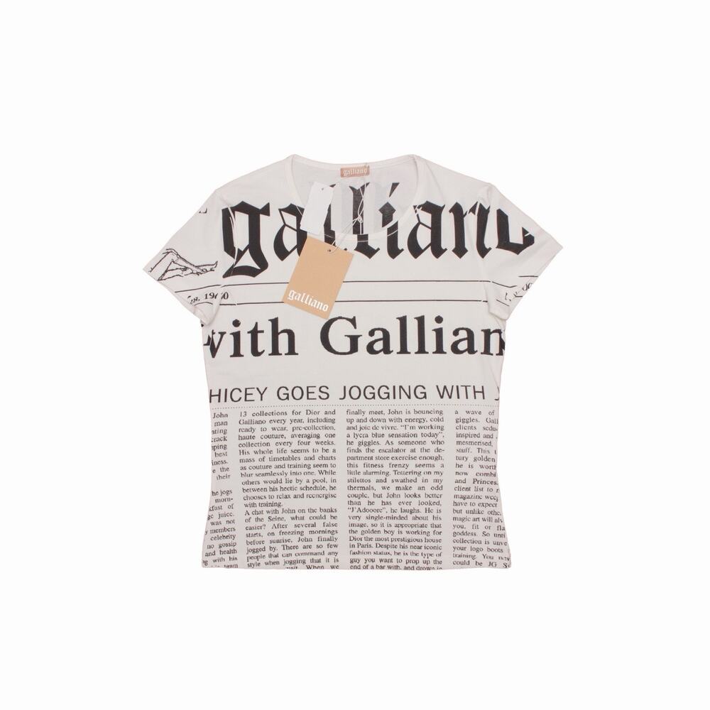 NEW John Galliano Newspaper Gazette T-Shirt Vintage Y2K RARE size : XS
